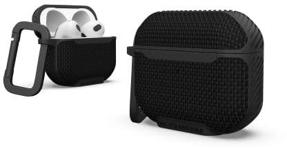 Urban Armor Gear Metropolis Case für die Apple AirPods (3. Generation 2021) Hülle [Wireless-Charging/Magnetische Aufladung kompatibel/Status LED sichtbar, Abnehmbarer Karabinerhaken] schwarz