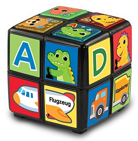 VTech Baby - Babys Zauberwürfel – Interaktiver Spielwürfel mit leuchtenden Tasten, Musik, Buchstaben, Zahlen und Lernsätzen – Für Kinder von 18-36 Monaten