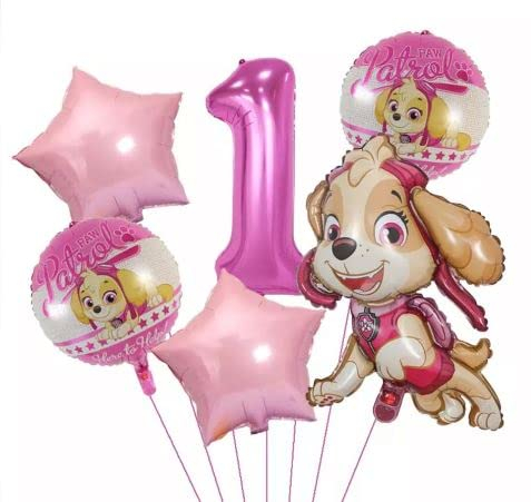 5 Stück Paw Patrol Skye Folienballons Geburtstagsparty Zubehör für Kinder Themenparty Dekorationen (1)