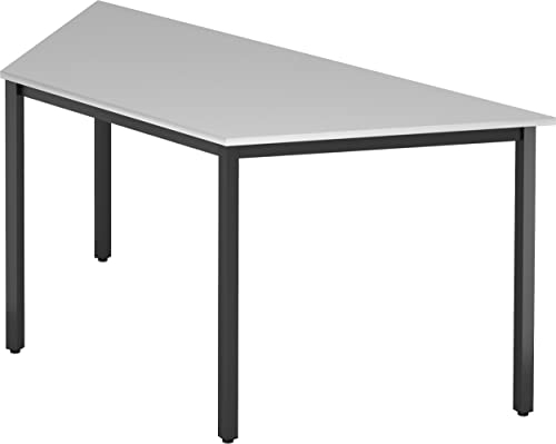 bümö Multifunktionstisch grau, Tisch 160 x 69 cm, Tischfuß vierkant schwarz - Tisch Trapez, Besprechungstisch System D-Serie, Konferenztisch, Meetingtisch, Mehrzwecktisch, Pausentisch