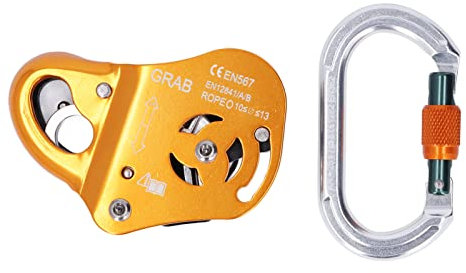 RiToEasysports Climbing Rope Grabber, Climbing Self Locking Fall Arrester Outdoor Mountaineering Movable Rope Grabber Descending Protector