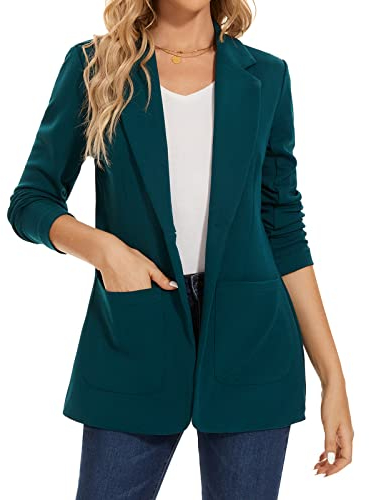 MINTLIMIT Blazer da donna con un bottone giacca blazers risvolto dentellato abbigliamento da lavoro elegante classico formale manica lunga, Gn-verde scuro, 40