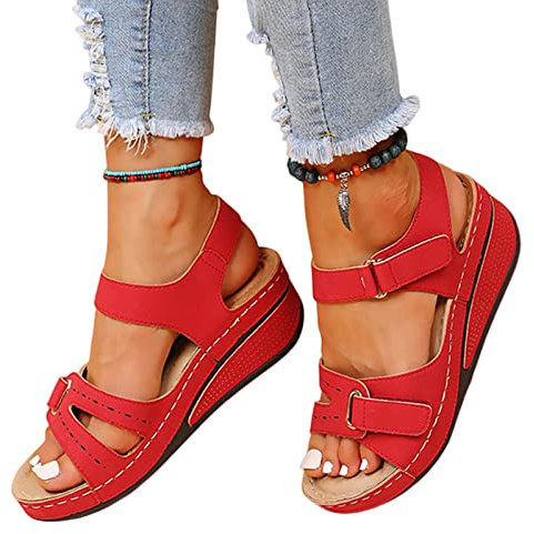 COTCLO Sandales à Talon Compensé pour Femmes - Élégantes Chaussures d'été à Fond Doux