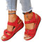 COTCLO Sandales d'été pour femmes sandales à talons compensés à fond souple sandales d'été pour femmes sandales compensées élégantes chaussures compensées pour femmes - rouge, 38