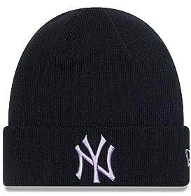 New Era New York Yankees MLB League Essential Black Purple Cuff Knit Beanie - One-Size