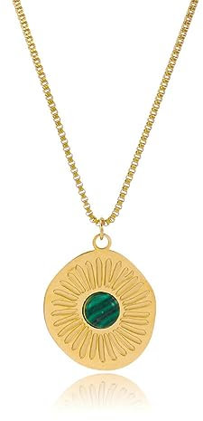 YAHOYA 18 Karat vergoldete Edelstein-Zirkon-Halskette Edelstahlschmuck-Edelstein-Kettenanhänger-Halskette für Frauen