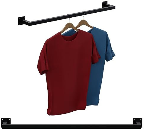 Garderobenstange Kleiderstange Garderobe Halter Kleiderständer Metall Schwarz Wand 90x12cm