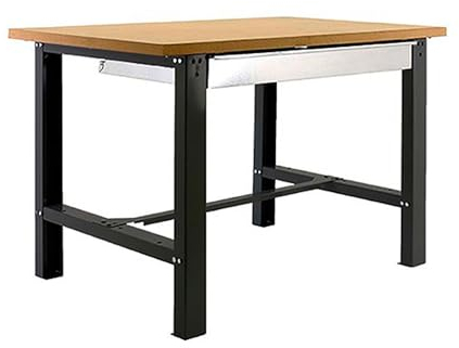 SimonRack Werkbank 600 kg Belastbarkeit, 86,5x150x75 cm, 1 Schublade, Große Arbeitsfläche Arbeitsfläche, Arbeitstisch, Holz-Arbeitsplatte, Anthrazit/Holz MDF - BT6
