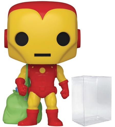 POP Marvel: Holiday - Iron Man with Santa Bag Funko Vinyl Figure (Bundled with Compatible Box Protector Case), Multicolored, 3.75 inches