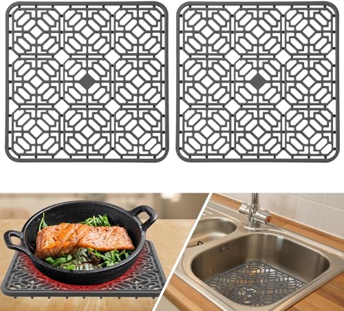 Tappetino per Lavello Cucina, Tappetino Lavandino Cucina in Silicone 30 X 30cm, Tagliabile Su Misura Tappetini Lavello Cucina, Tappetino Lavello Silicone Cucina Resistente al Calore e Antiscivolo