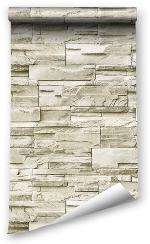 ANBILILA Fels Selbstklebende tapete, 44,5x400CM Ziegel Stein Selbstklebende Vinyl Tapete Wasserdichte Wanddekoration Rolle für Dekorative Wände