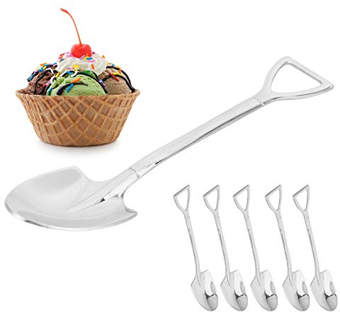 5 Cucchiai Per Gelato in Metallo Resistente, Cucchiaini da Caffè Per Dessert, Per Gelato, Pasta Per Biscotti, Sorbetto, Mandorle(Tipped spoon)