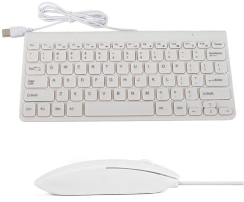 Small Wired Keyboard and Mouse, 284 * 134 * 18mm / 11.2 * 5.3 * 0.7inch Ultra Thin USB Wired Keyboard Optical Mouse Mice Set Combo for PC Laptop Desktop white