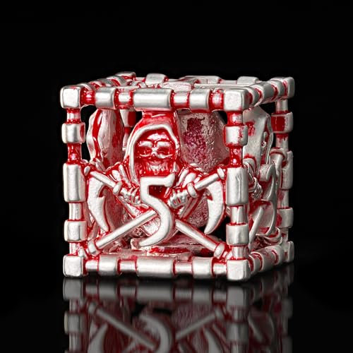 HNCCESG - Set di dadi per DND, poliedrici, cavi, poliedrici, in metallo, 7 pezzi, con confezione regalo, per giochi da tavolo come dungeon e draghi, per giochi di ruolo MTG (rosso opaco bianco)