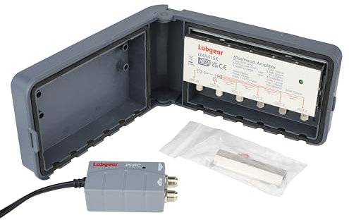 Masthead Amplifier Kit Labgear 4G / 5G Filter with Power Supply, Variable Gain, 4 Way, F-type connectors, 15dB, RED Compliant, Class 1