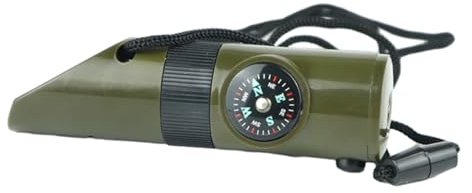 Sifflet multifonction pour camping, randonnée, extérieur avec boussole et lampe de poche