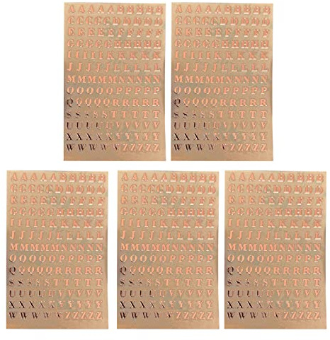 5 Bögen Buchstaben-Aufkleber, selbstklebend, Kupfer, Buchstaben-Aufkleber für Scrapbooking, Geschenke, Box, Karten, Basteln, Glitzer-Aufkleber für Kinderzimmer, Wasserflaschen, Kleidung, Wand
