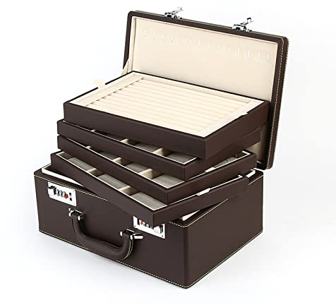 4-lagige Schmuckschatulle mit Passwortschloss, multifunktionale Schmuckschatullen und Organizer für Frauen für Halsketten, Ringe, Ohrringe und Armbänder (Farbe: D) (C)