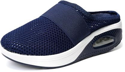 JOMIX Ciabatte Ortopediche Donna Pantofole Estive Chiuse Traspirante Zeppa Basculanti Leggere con Suola Ammortizzata ad Aria Scarpe Senza Lacci da Casa Comode SD2443 Blu 40