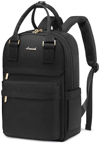 LOVEVOOK Schulrucksack Teenager Mädchen, Rucksack Schule 14 Zoll Laptop Backpack School Bag Schultasche Damen, Wasserdicht Travel Backpack für Reise Uni College Schwarz