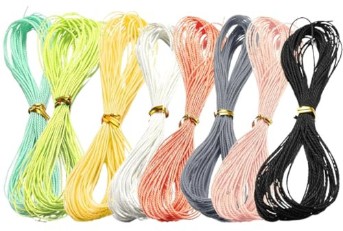 VODAFQS 8 Pezzi Filo di Cotone Cerato Cavo in Poliestere Twist Fili per Braccialetti per Cucire Cordoncino per Collane per Bracciali 10m, 8 Colori