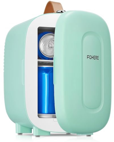 Mini Fridge 5 Liter/6 Cans, Small Fridge for Bedrooms, AC and Exclusive USB Power Option, Portable Small Fridge for the Office, Bedroom, Car, Travel, Cosmetics/Makeup/Skincare, Green