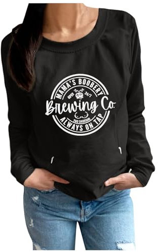 Mama's Boobery Sweater für Damen, lässig, Umstands-/Still-Sweatshirt, bequem, mit Reißverschluss, Stillpullover Sweatshirt Damen Schwarz Ohne