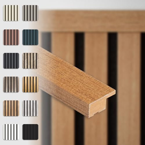 HEXIM Abschlussleiste 275x2,7cm passend für unsere Akustikpaneele - flexible Lamellenwand Holz MDF Wandpanelee Lamellenverkleidung Wandverkleidung (1 Abschlussleiste Teak - APA09)