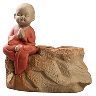 KITANDOVE 1pc Ceramic Planter Monk Pot Indoor Plant Pot Garden Decor Sculpture Pot for Plants Indoor Zen Garden Planters Outdoor Planters Mini Planter Buddha Planter Red