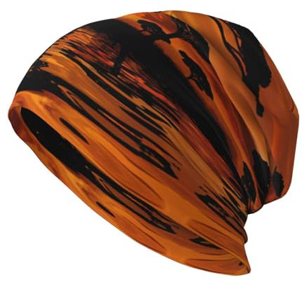 Beanie-Mütze, Motiv: Afrika-Giraffe, majestätischer Baumdruck, Winter, warm, gestrickt, lässig, Totenkopfmütze, weich und hautfreundlich, für Damen und Herren, Schwarz, Schwarz , Einheitsgröße
