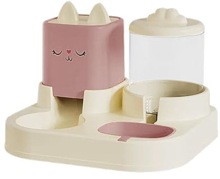 Timed Pet Feeder - Cat Food and Water Dispenser Set, Rotating Smart Cat Camera Treat Dispenser | Cute 2-In-1 Automatic Dog Feeding Station, Double Bowls with Automatic Drinking Bottle for Dog