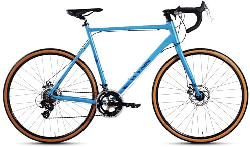 WYNN Gravelbike 28 Zoll GRL5.0 Blau | Aluminiumrahmen 54 cm | Shimano Tourney 14-Gänge | Mechanische Zoom Scheibenbremsen | Rad Fahrrad Rennrad Sportfahrrad | Damen & Herren