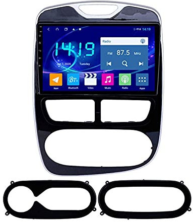Autoradio vidéo stéréo pour Ren-ault Clio 2012-2016 Android Auto Unité principale Écran tactile Lecteur multimédia Nav Récepteur FM Support Carplay Wifi USB Lien miroir Bluetooth, 4 cœurs 4G