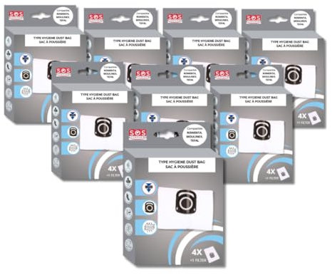 Lote de 4 bolsas para aspiradora Dust Bag + 1 microfiltro | Compatible Rowenta Silence Force, Moulinex | Equivalente Rowenta ZR003901 | Para aspiradoras trineos | SOS ACCESORIO (8)