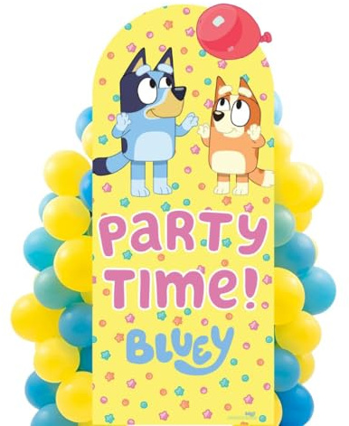 Star Cutouts SC4573 Bluey & Bingo Balloon Party Backdrop Cardboard Cutout 185cm – Bluey Birthday Party Decoration & Photo Background