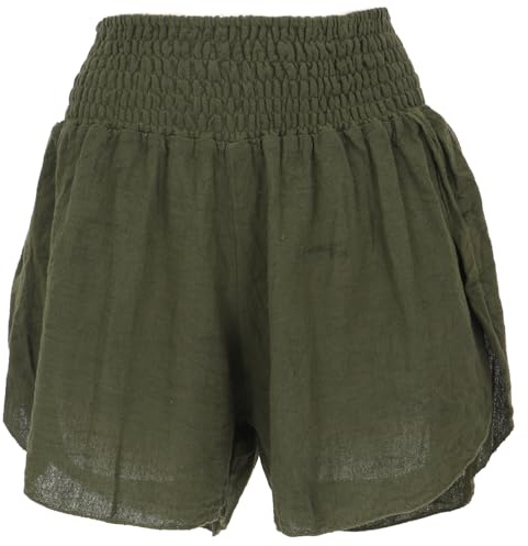 GURU SHOP Yoga Shorts Boho Chic, Kurze Hose - Grün, Damen, Size:M