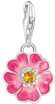 THOMAS SABO Charm-Anhänger Flower Pink Silber Recyceltes 925 Silber, Kaltemail