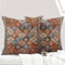 ECZOIL 2er Set Boho Kissenbezüge 40x40 cm,Böhmische Blumen Dekorative Kissenhülle Flachs 16x16 Inch Doppelseitiger Druck Dekorative Kissenbezug für Wohnzimmer Sofa Schlafzimmer-Blumen Orange