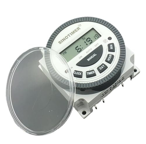 EDXFICDQ Interruptor Temporizador Digital programable semanal de 12 V CC con Cubierta Impermeable y relé en el Interior