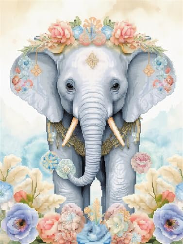 Elephant Diamond Art Kits Adults, Diamond Painting Animal Dimond Art Kit, 5D DIY Full Drill Rhinestone Crystal Cross Stitch Embroidery Painting by Numbers Picture, Home Wall Decor Gifts 45x60cm b-546