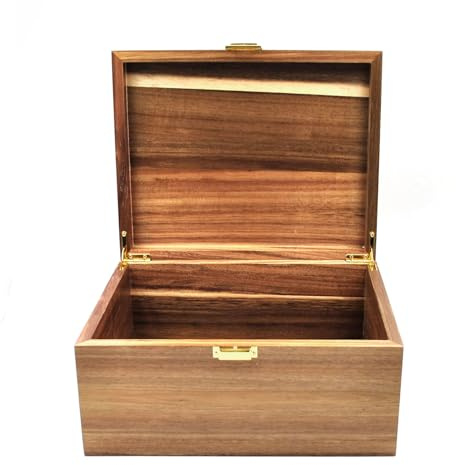 Itvexeme Große Holz Aufbewahrungsbox mit Klappdeckel, Original Holz Schatztruhe (ca. 27,9 x 21,6 x 13 cm) - Perfekt für Souvenirs, Schmuck, Kleidung, Rezepte & Kleinteile