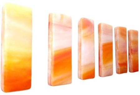 Lot de 6 porte-couteaux en verre coloré artisanal – fait main – Décoration de table élégante et originale (orange)