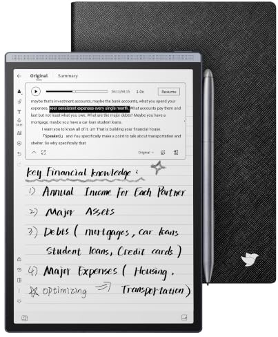 iflytek AINOTE Air 2 Bundle – Tablet digitale da 8,2 pollici con penna, note voce-to-testo, trascrizione multilingue, integrazione chatGPT, include custodia a libro nera
