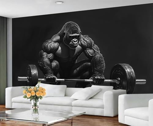 GIVLWF Wallpaper - Gym Home Decor & Mural, Chimpanzee Bedroom Wallpaper, Fitness Animal Wall Paper for Living Room, Large Wall Mural (Not Self-Adhesive)