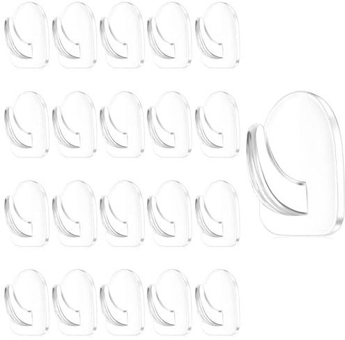Maslasee 20Pcs Hooks Stick On Hooks,Transparent Self Adhesive Sticky Hooks for Hanging No Nails Required Picture Strong Clear Plastic Wall for Bathroom Kitchen Office Use
