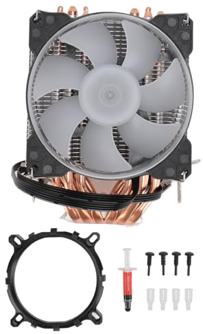 Dual CPU Air Cooler, RGB PWM Fan Computer CPU Cooling Fans, 6 Heat Pipes 9CM CPU Cooler with Intelligent Control for LGA115X 1366 754 AM2 AM4, Thermal