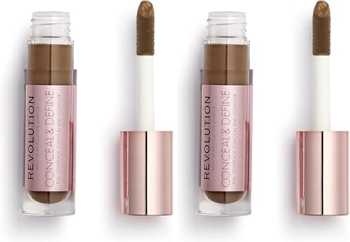 Revolution Conceal & Define Concealer, Lightweight, Long-Lasting, Full Coverage Face Makeup, C17, 4g (Pack of 2)