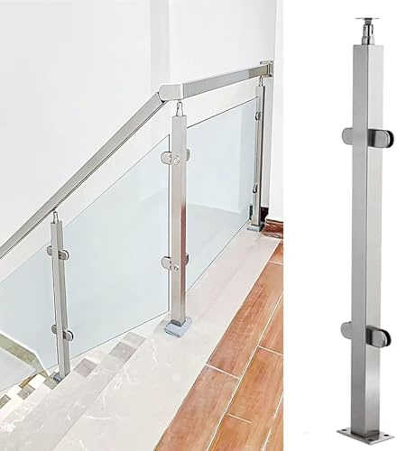 Handlaufpfosten aus Glas, Balustrade aus Edelstahl 304, Balkongeländer für Balkon, Terrasse und Treppe, 10–12 mm dicke Plattenklemme(Middle Post,120cm)