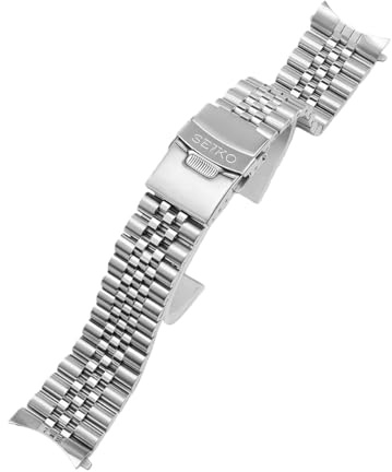 19-22mm Edelstahl Uhrenarmband Gebogen für Seiko SKX007 SKX009 | Metall Ersatzband Gebogen Rundanstoß Casual Sport Herren Damen