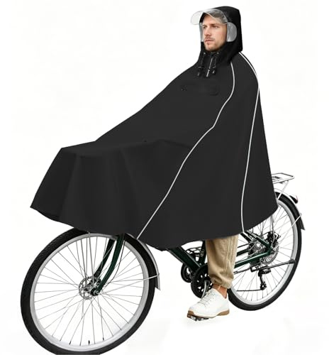 Andake Fahrrad-Regenponcho, Unisex Fahrrad-Regenmantel mit durchsichtigem Schirmrand, wiederverwendbar, mit Reflektoren